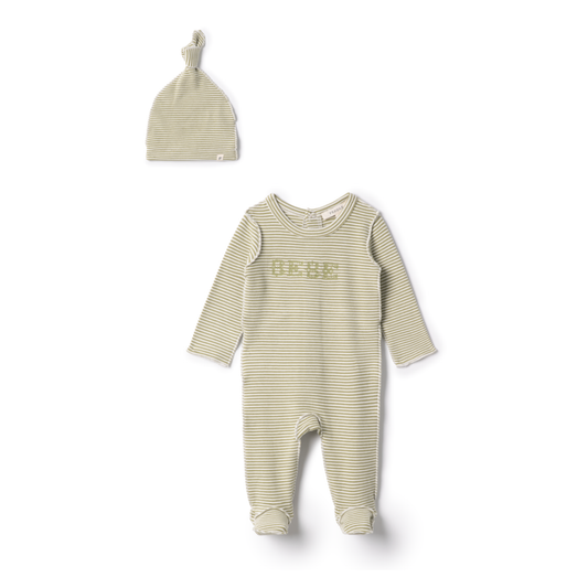 Fragile  Brushed Stripe Stretch Jesrsey Footie