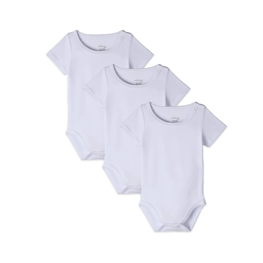 MiniMoi Solid Short Sleeve Bodysuits 3 Pack