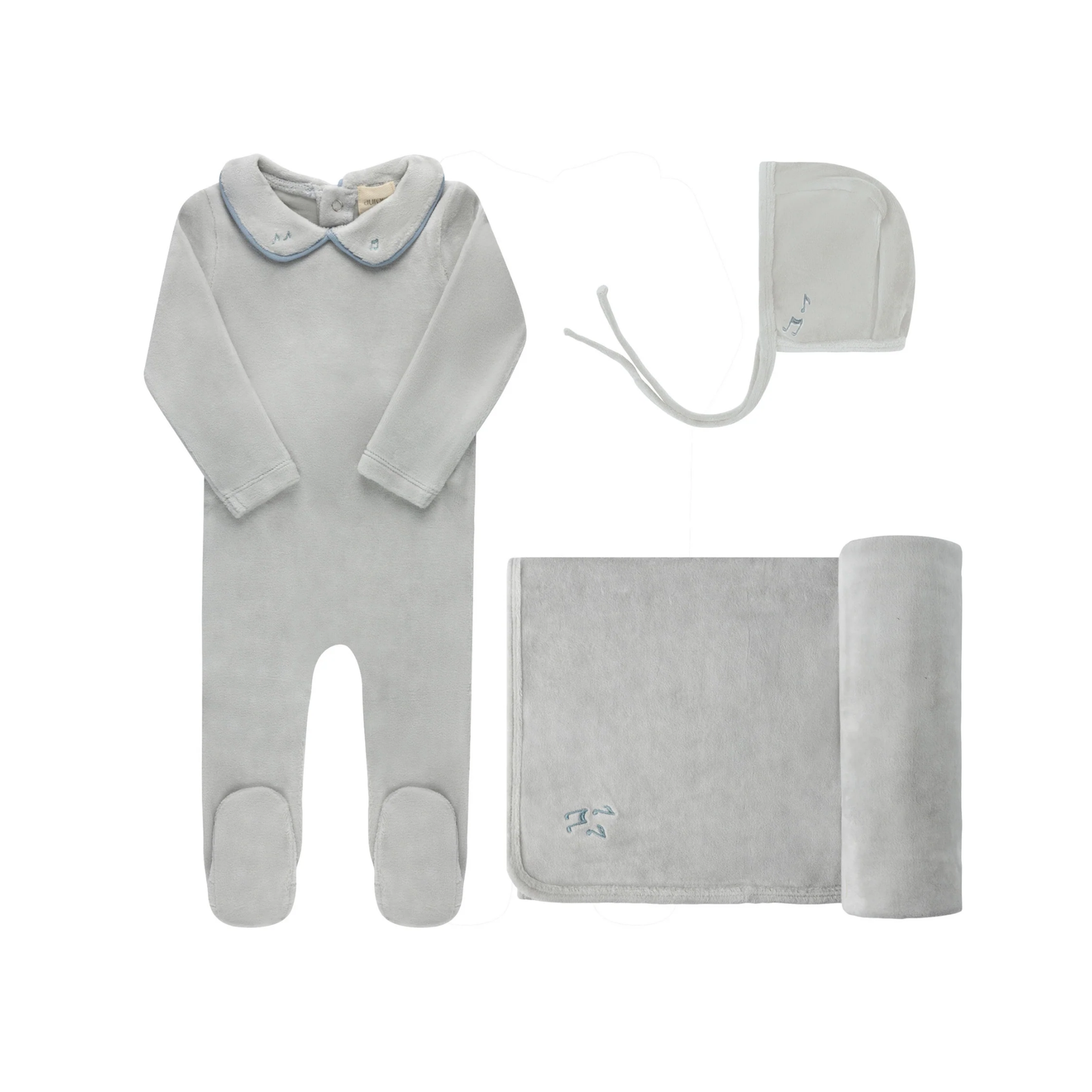 Aurora Boy Embroidered Velour Collar Set