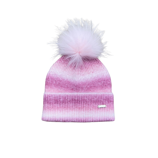 Bari Lynn Pink Ombre Cuff With Fur Hat