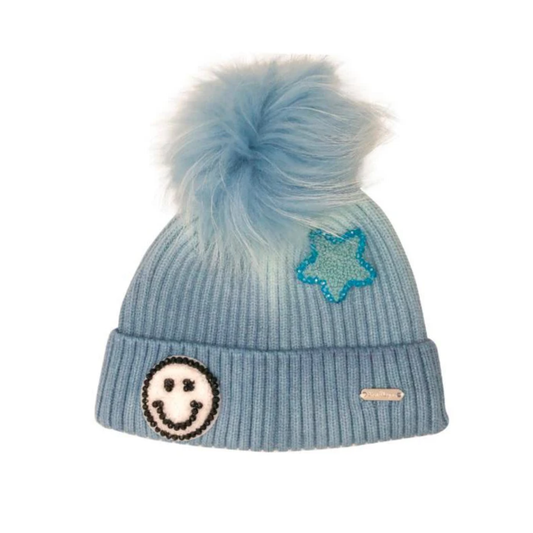 Bari Lynn Dusty Blue Patch Tie Dye Ombre Hat