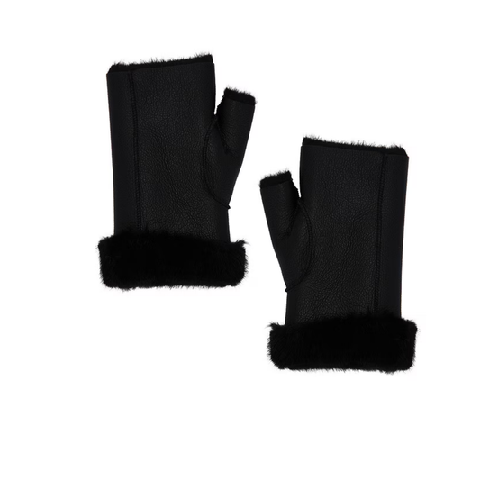 Jocelyn Faux Mink & Leather Fingerless Mittens