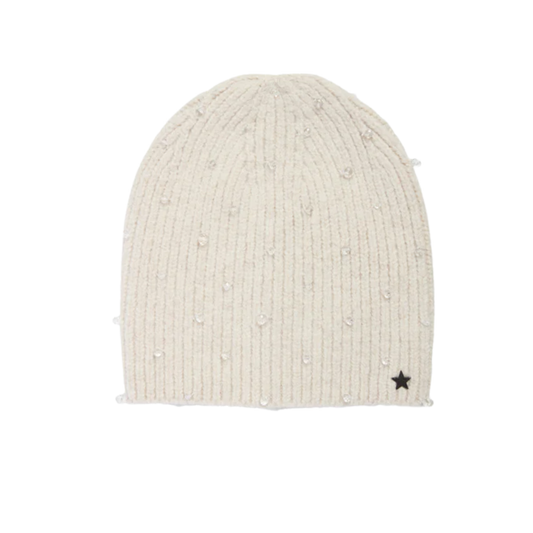 Jocelyn Knit Hat with Hand Sewn Crystal Beads