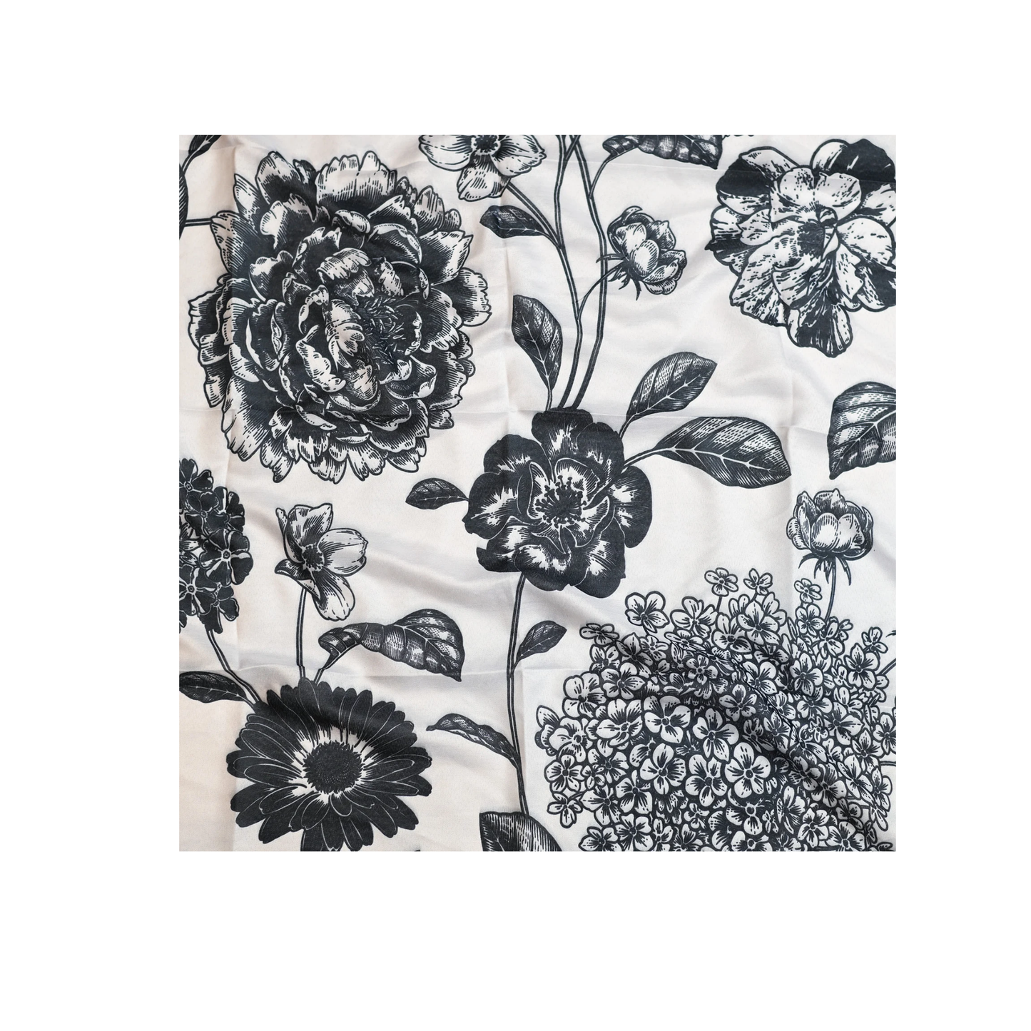 Nicsessories Black + White Floral Toile Headscarf