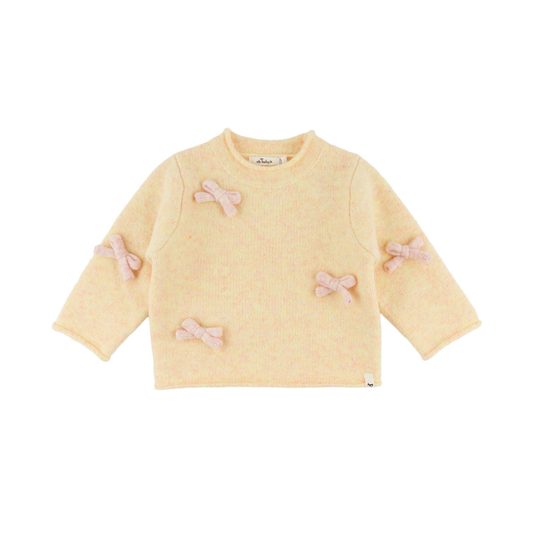 Oh Baby! Bows Fuzzy Roll-Edge Knitted Pullover