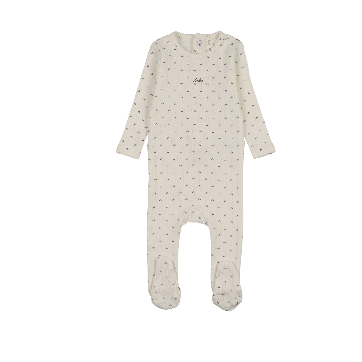 Lilette Cream Blue Floret Print Footie