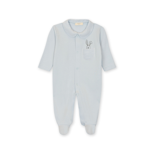 Baby Gi Pastel Blue Pocket Bunny Print Footie
