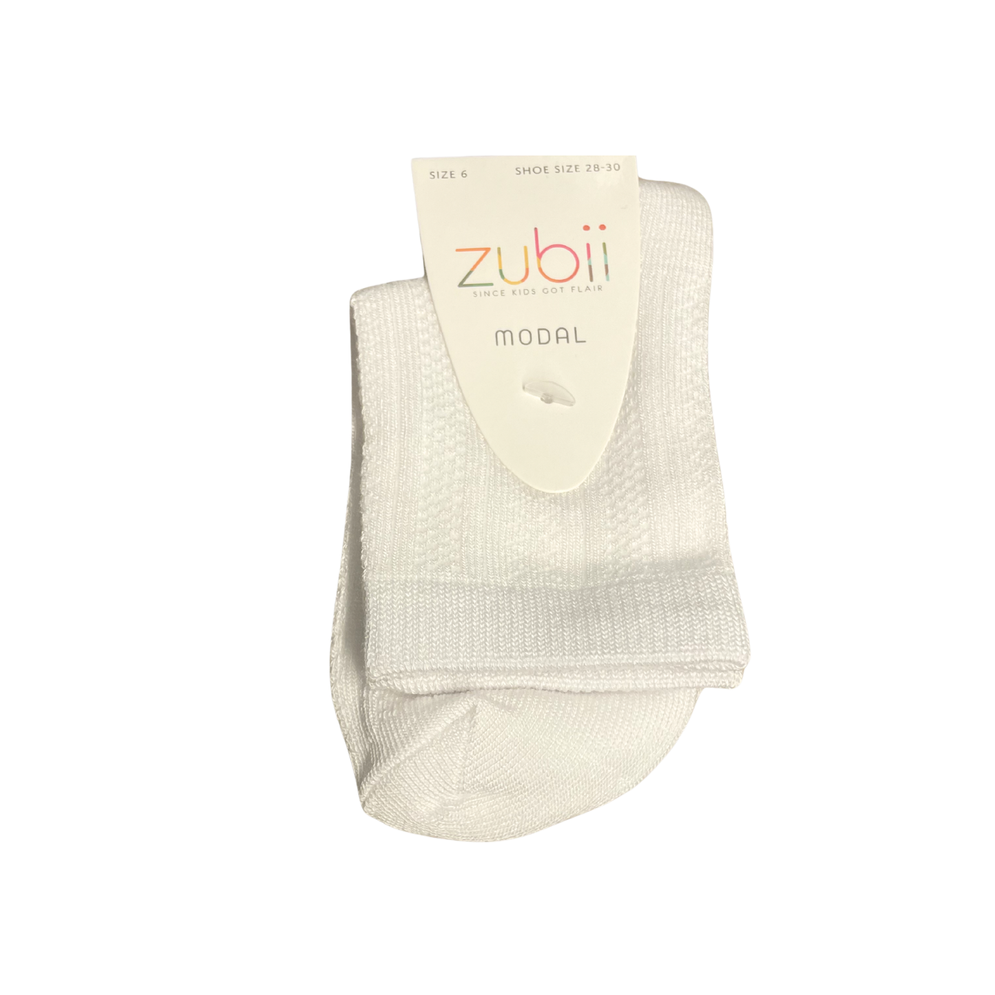 Zubii 5 White Pattern Scalloped Edge Modal Ankle