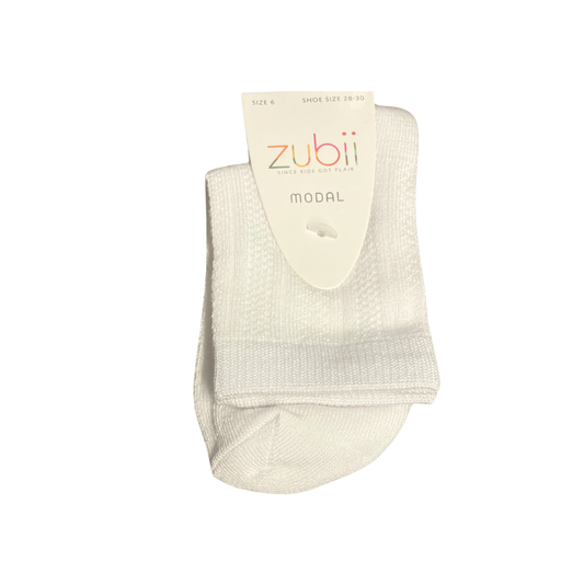 Zubii 5 White Pattern Scalloped Edge Modal Ankle