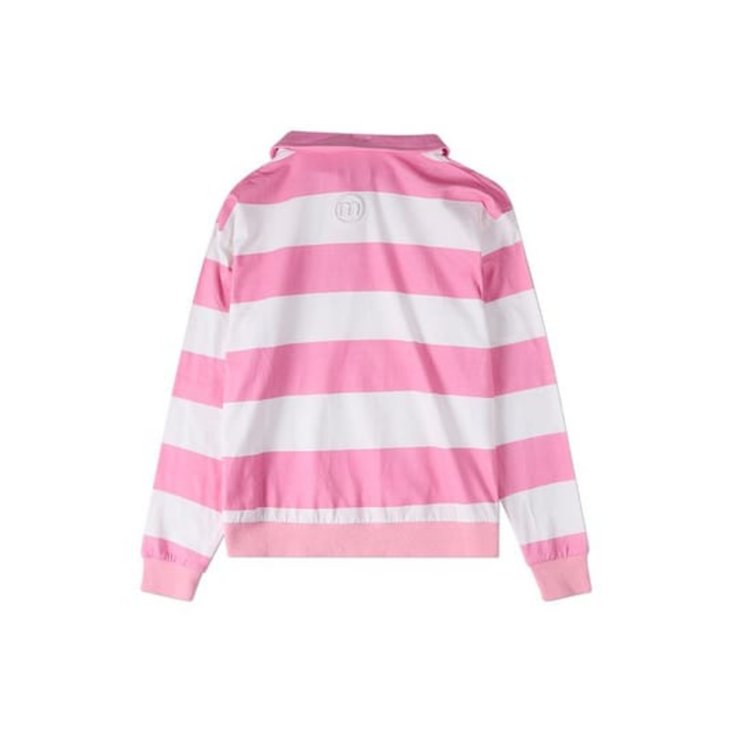 Memoi Pink Summer Flag Striped Long Sleeve Polo Shirt