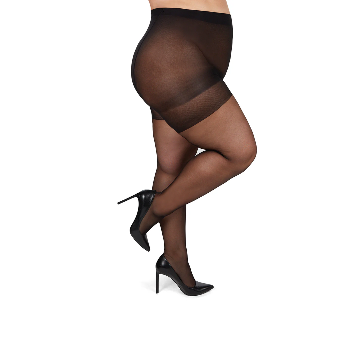 Memoi Plus Size Curvy Silky Sheer Control Top Pantyhose