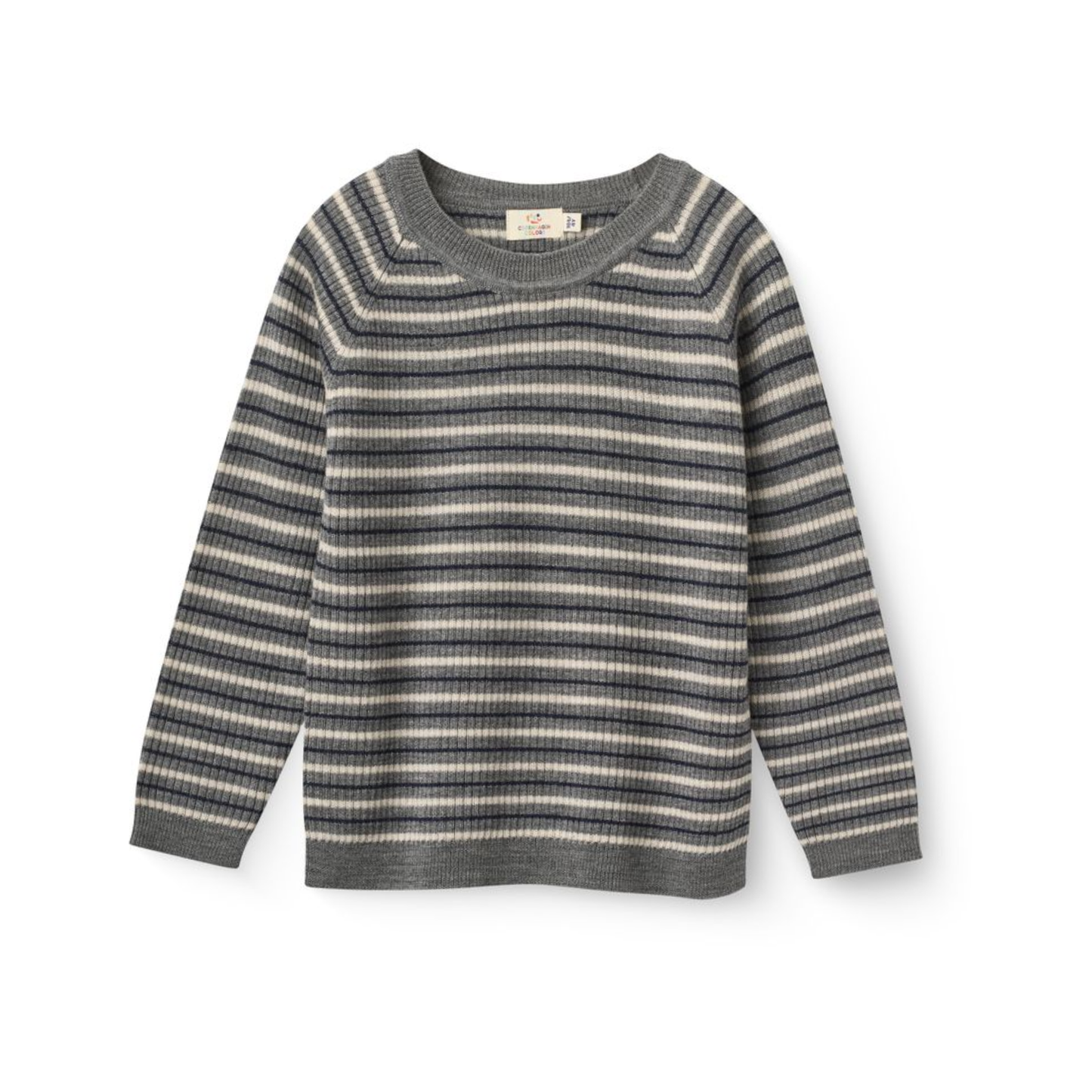 Copenhagen Colors Grey Stripe Rib Merino Long Sleeve Top