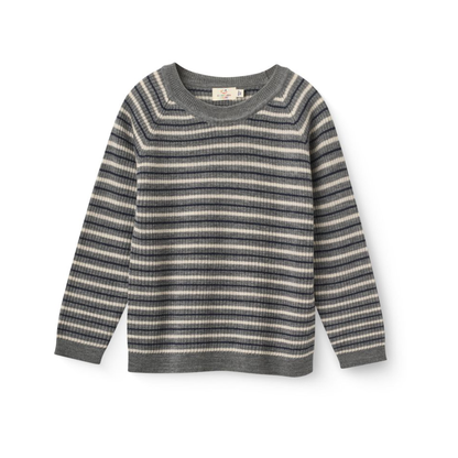 Copenhagen Colors Grey Stripe Rib Merino Long Sleeve Top