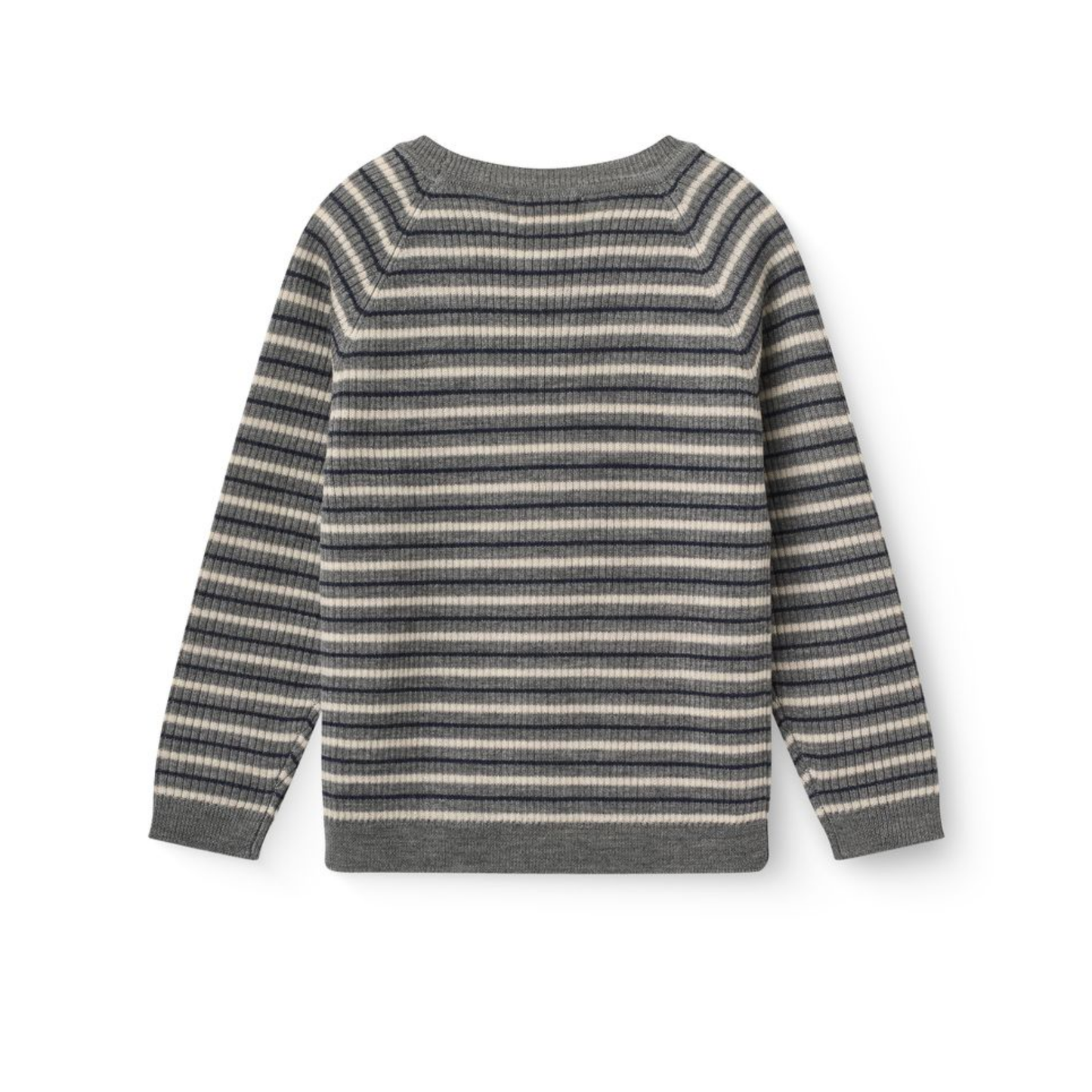 Copenhagen Colors Grey Stripe Rib Merino Long Sleeve Top