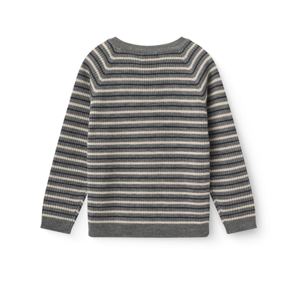Copenhagen Colors Grey Stripe Rib Merino Long Sleeve Top