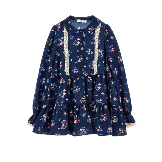 Philosophy Blue Navy Floral Long Sleeve Dress