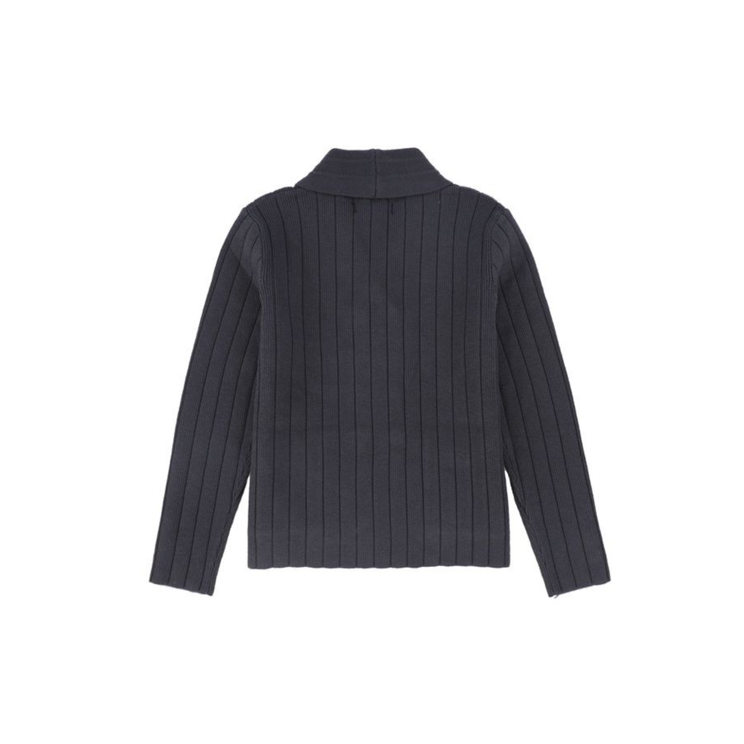Bamboo Grey Wide Ribbed Knit Double Breasted Cardigan