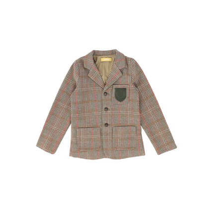 Le Bourdon Olive Houndstooth Wool Blazer