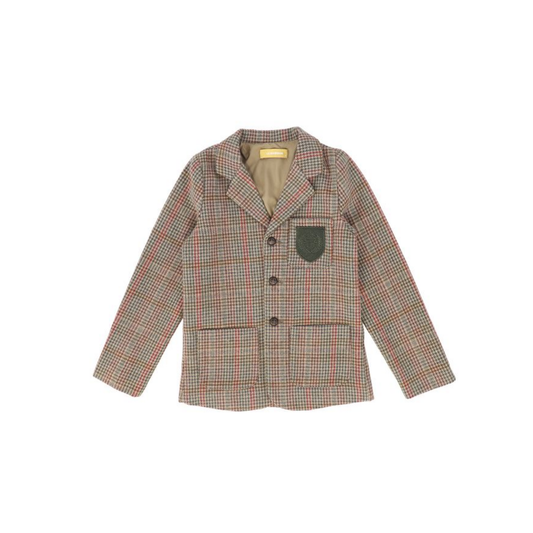 Le Bourdon Olive Houndstooth Wool Blazer
