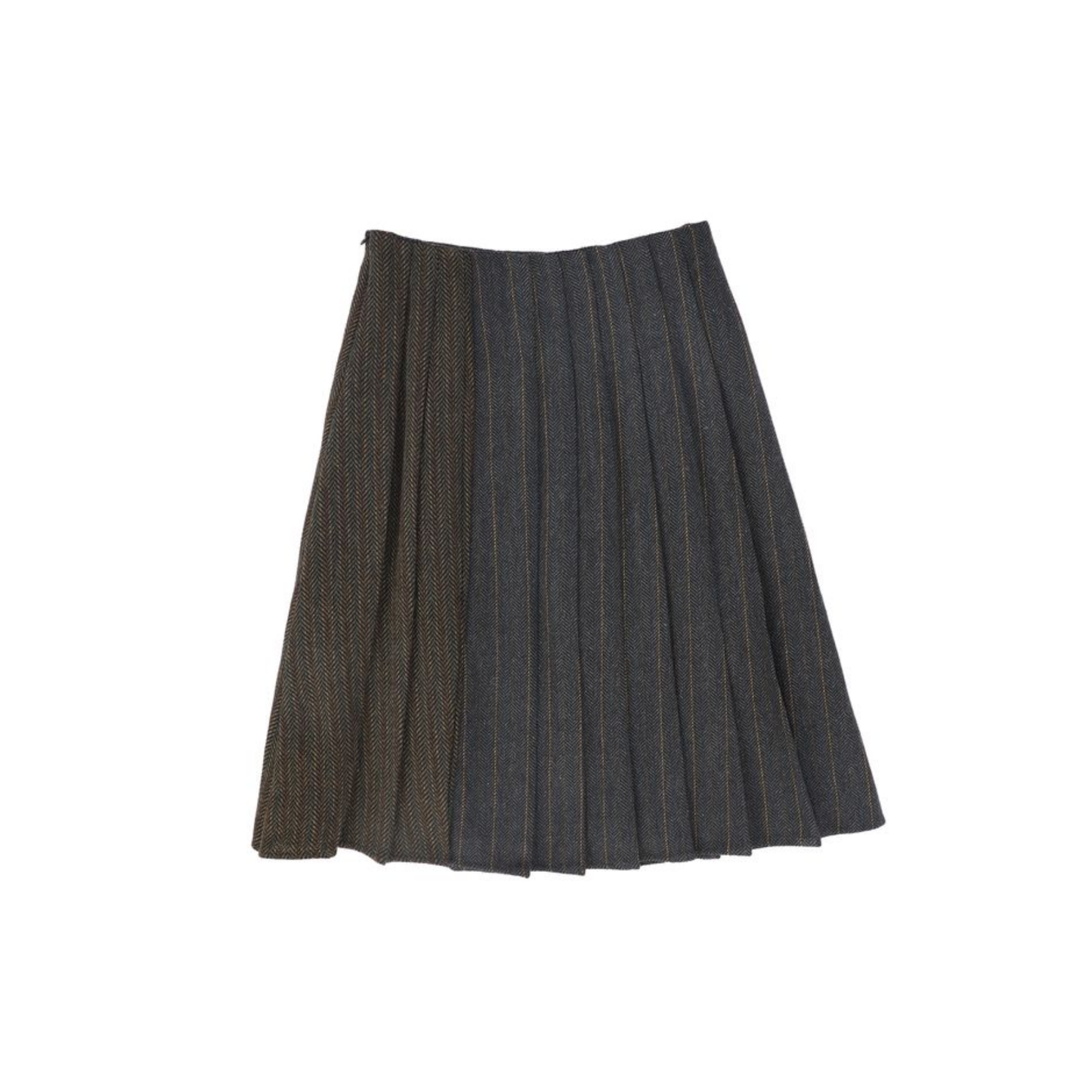 Valentina Charcoal Chevron Wool Pinstriped Skirt