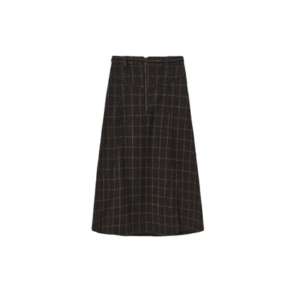 Mallory And Merlot Brown Wool Aline Seam Detail Skirt