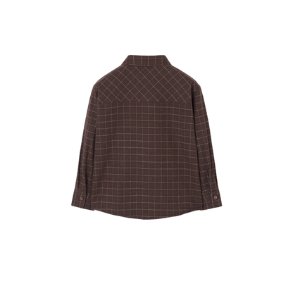 Popelin Brown Plain Long Sleeve Shirt