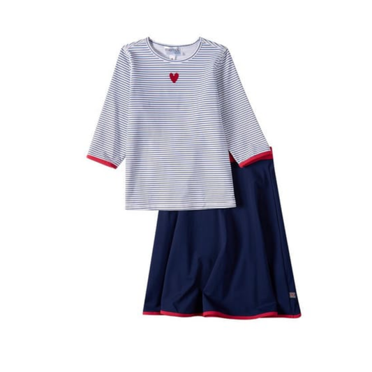 Memoi Heart Stripe 2pc Swim Set