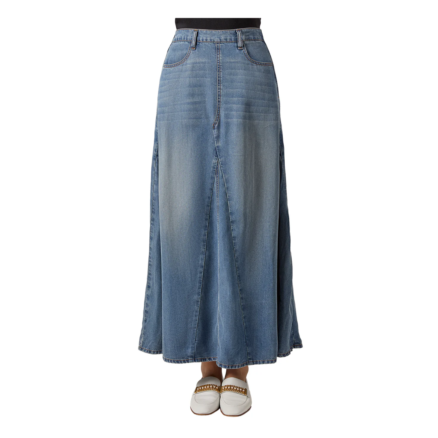 Memoi Womens Panel Denim Skirt