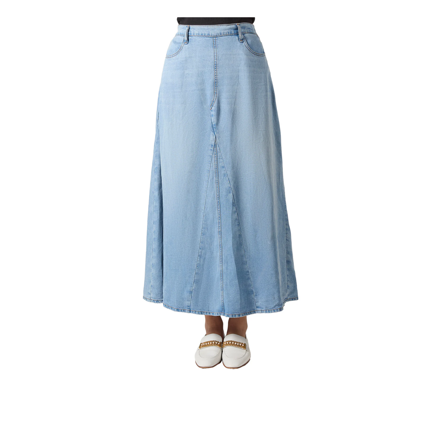 Memoi Womens Panel Denim Skirt