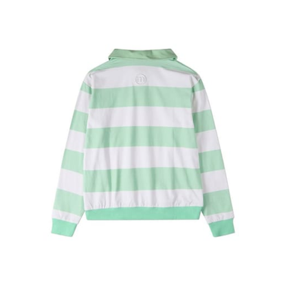 Memoi Mint Summer Flag Striped Long Sleeve Polo Shirt