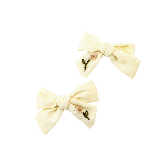 Halo Felicity Summer Soiree Linen Floral Embroidered Double Clip Set