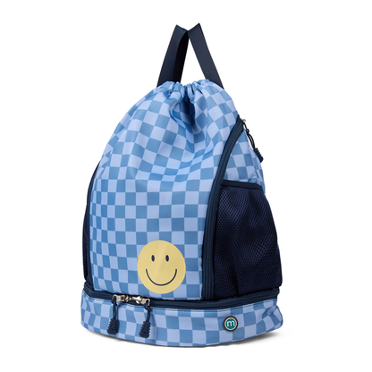 Memoi Blue Smiley Checkered Bag