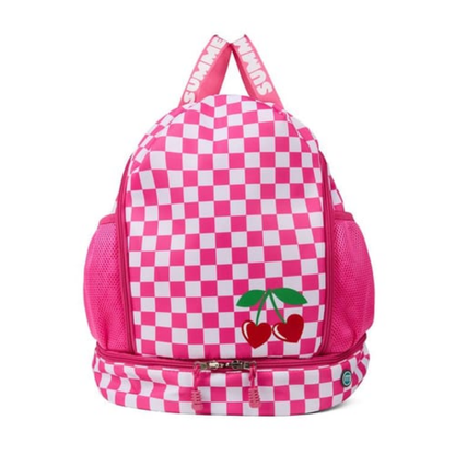 Memoi Hot Pink Heart Cherries Checkered Bag