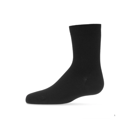 Memoi Toddlers and Kids Basic Soft Rayon from Bamboo Crew Socks Black - Mk-6166
