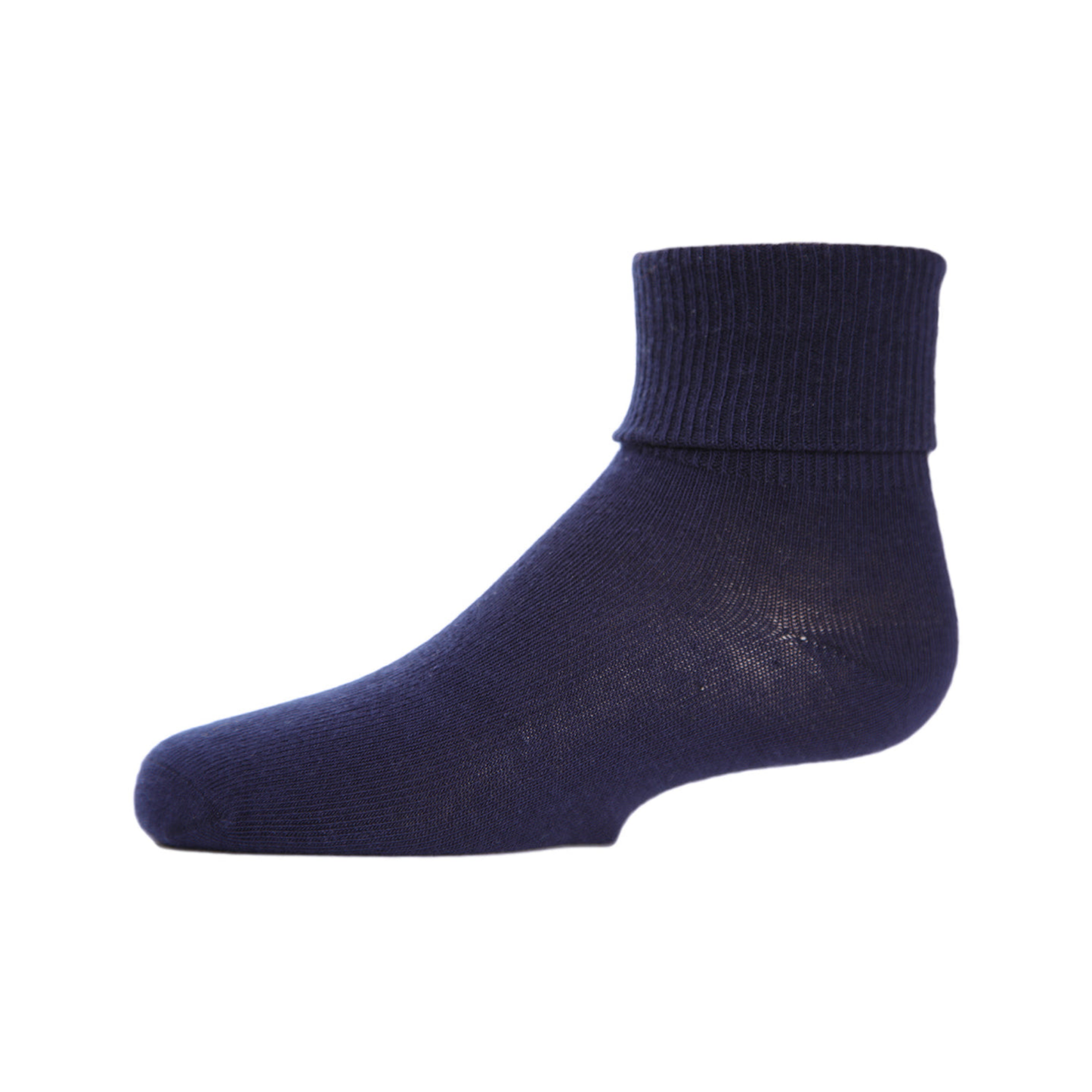 Memoi Dark Blue Kids Triple Roll Cotton Blend Ankle Socks