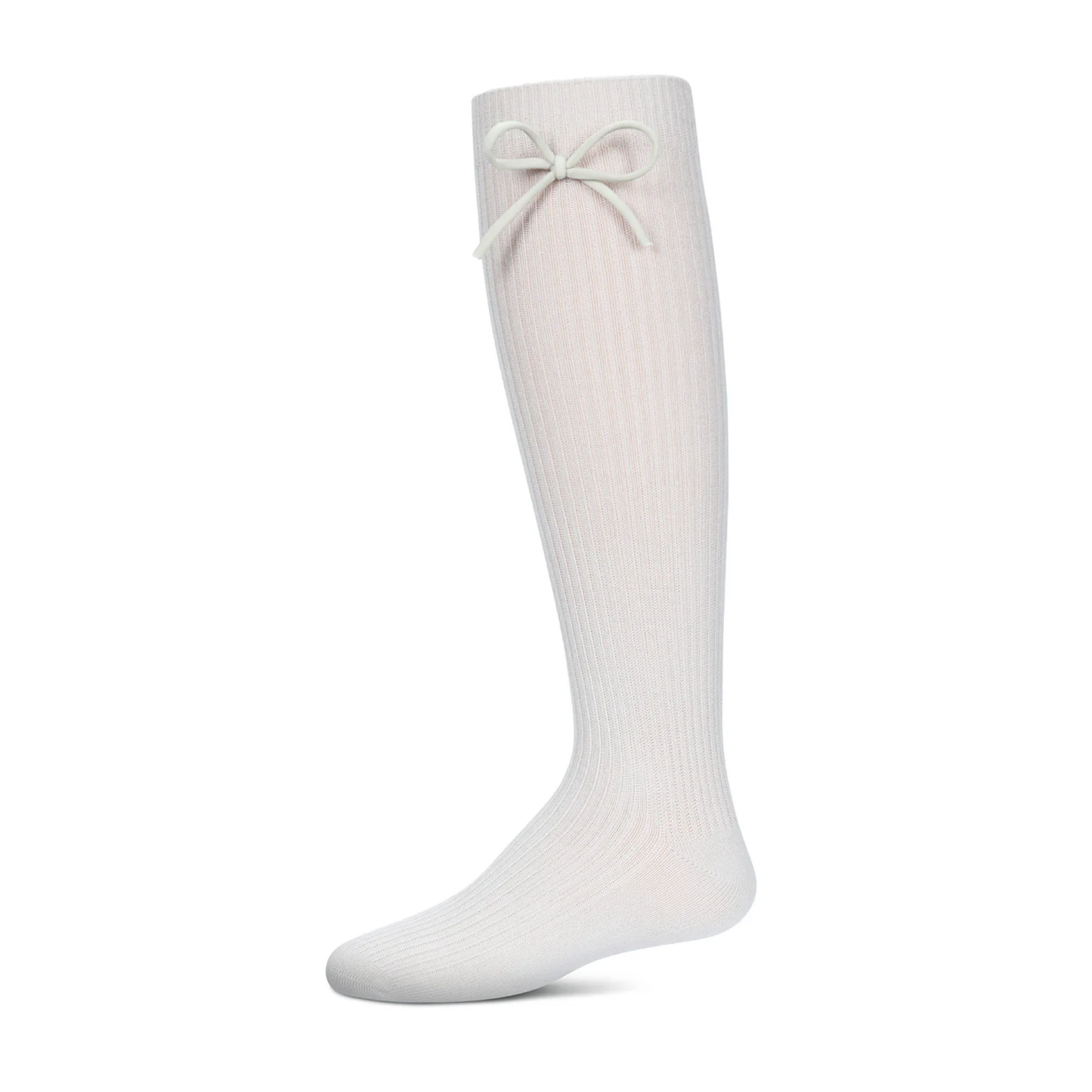 Memoi Girls Ribbed Bow Knee-High Socks - Mkf-2007