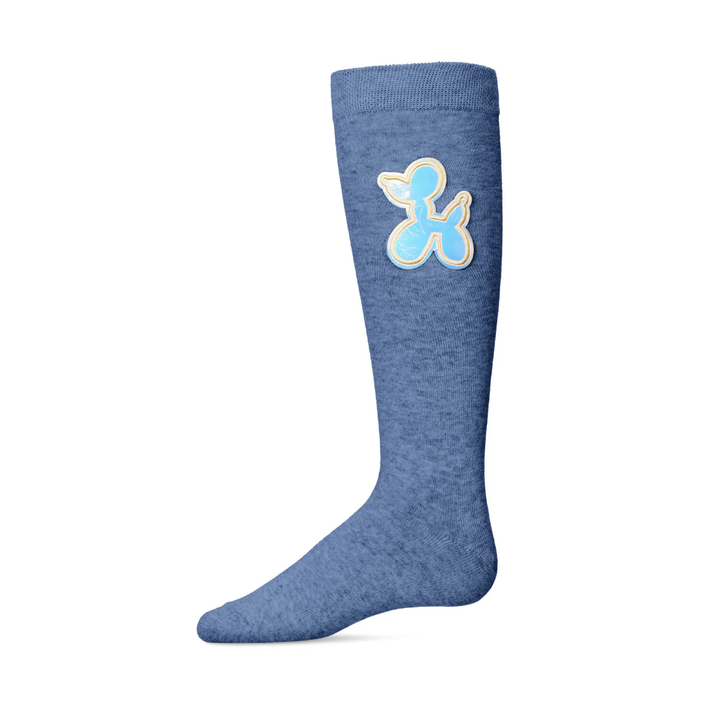 Memoi Girls Iridescent Balloon Dog Cotton Blend Knee High Sock - Mkf-7125
