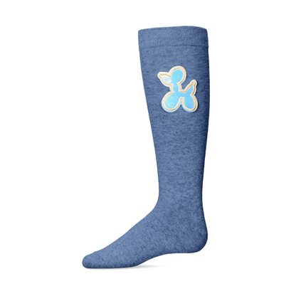 Memoi Girls Iridescent Balloon Dog Cotton Blend Knee High Sock - Mkf-7125