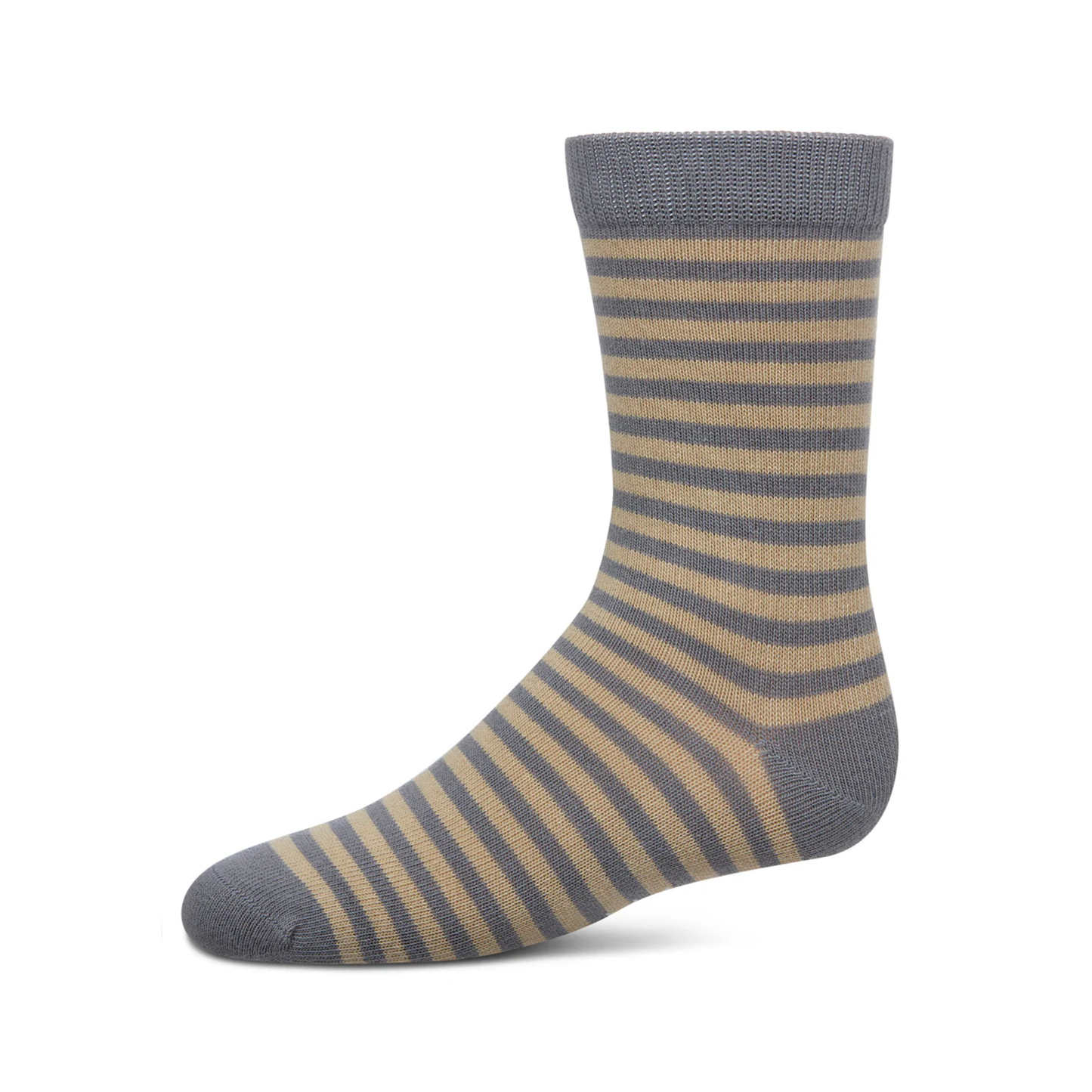 Memoi Thin Stripe Cotton Blend Boys Crew Sock - Mk-155