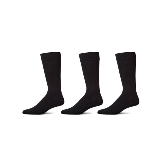 Memoi Mens 3 Pair Pack Flat Knit Mercerized Cotton Crew Socks - Mm-470