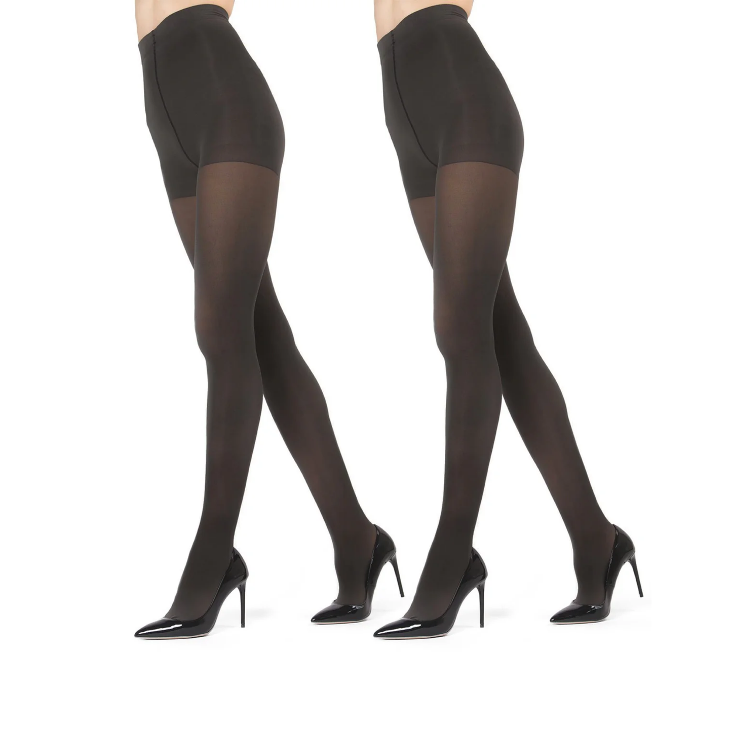Memoi Womens 2 Pair Pack Perfectly Opaque Control Top Microfiber Tights - Mo-646