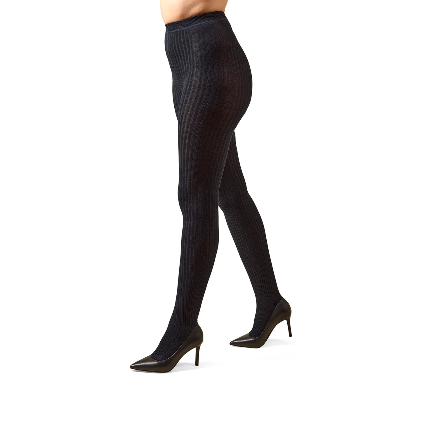 Memoi Boston Ribbed Cotton Blend Sweater Tights