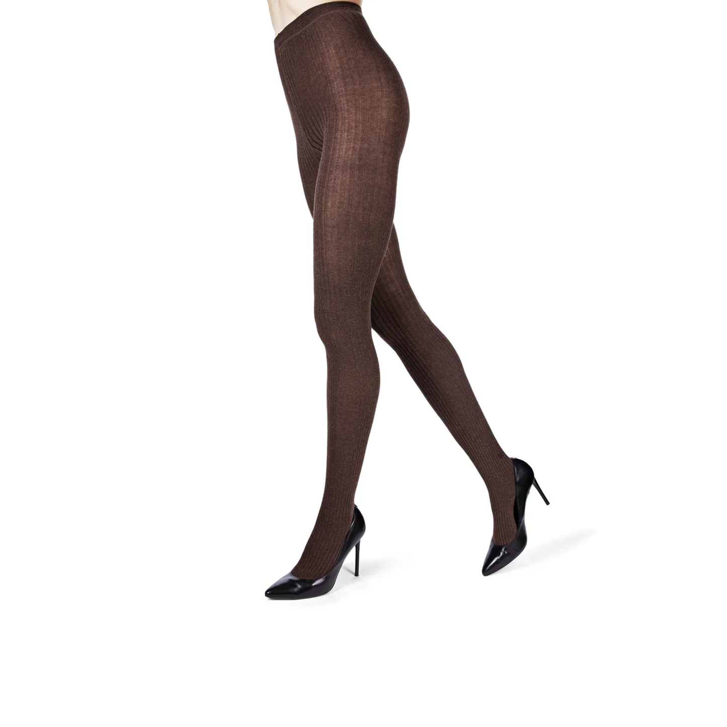 Memoi Boston Ribbed Cotton Blend Sweater Tights