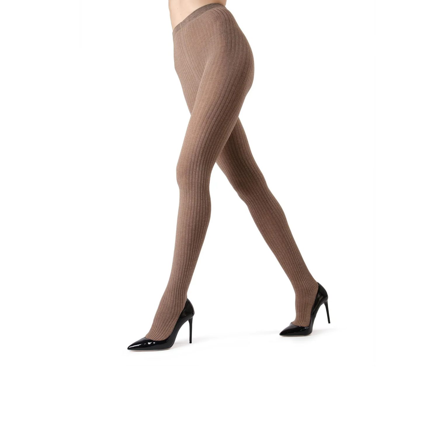 Memoi Boston Ribbed Cotton Blend Sweater Tights