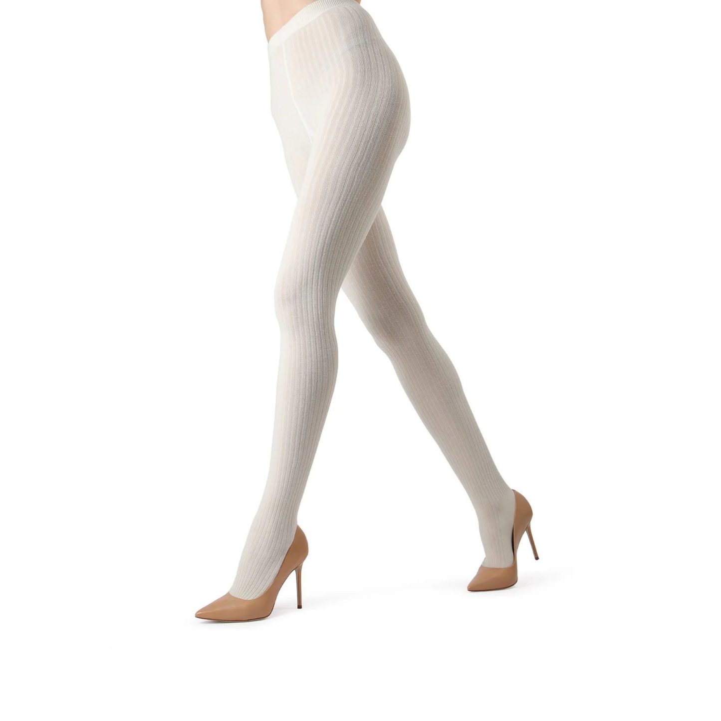 Memoi Boston Ribbed Cotton Blend Sweater Tights