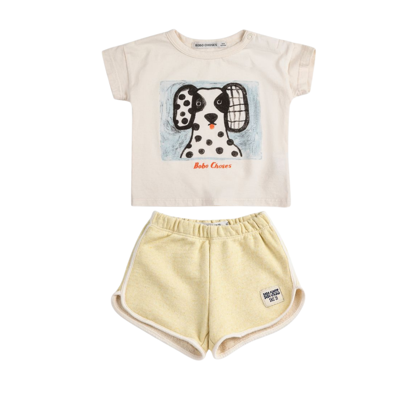 Bobo Choses White/Yellow Van Dog Shorts Set