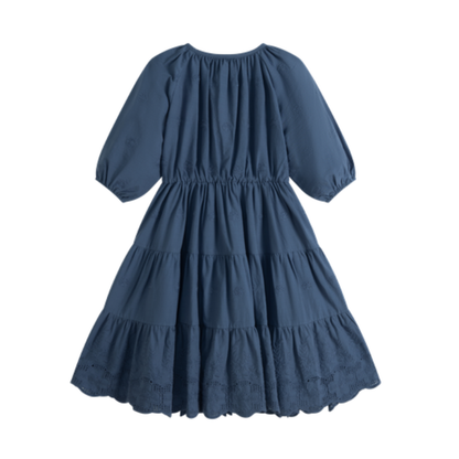 C'Era Una Volta Dusty Blue Olivia Embroidered Dress