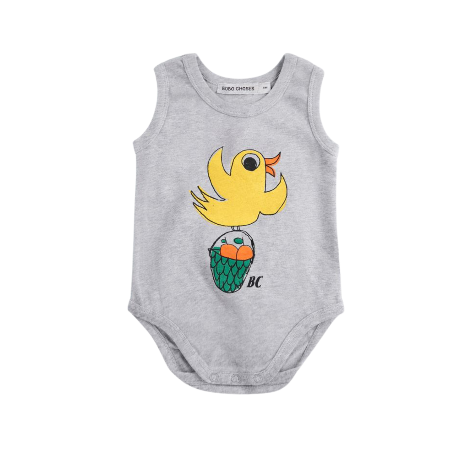 Bobo Choses Heather Grey Flying Oranges Romper