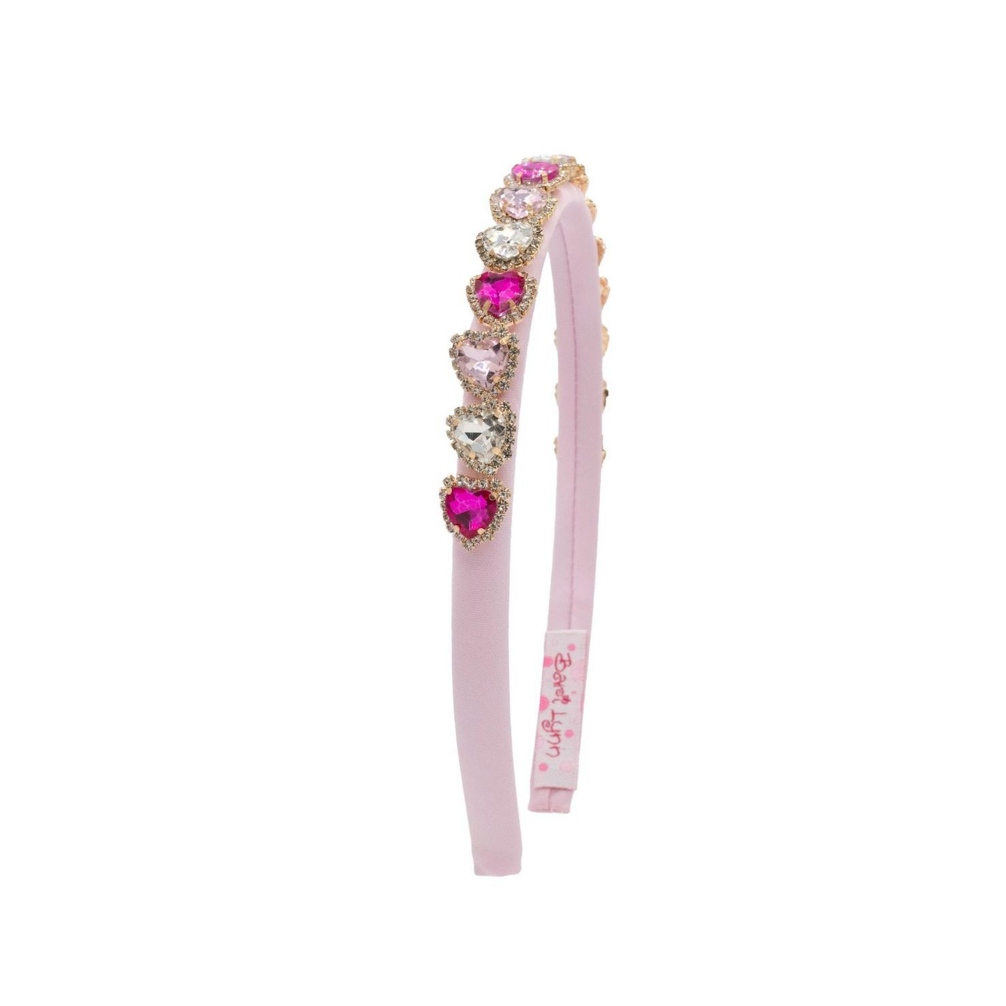 Bari Lynn Thin Satin Heart Jeweled Headband
