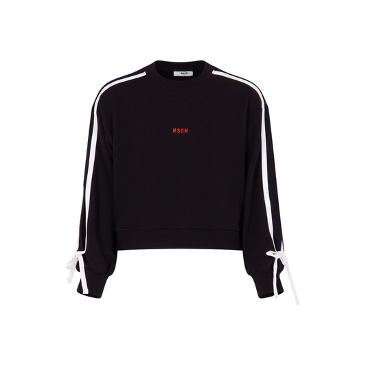 MSGM 110 Black Bow Detailed Long Sleeve Sweatshirt